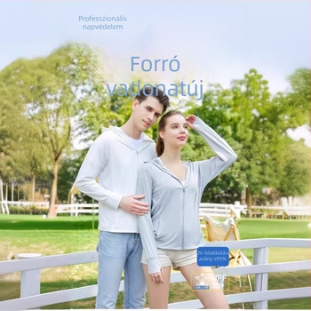 Uniszex UPF50+ dzseki nylonból, UV-védő sportdzseki, légáteresztő, cipzár, 3/4 ujjak, spandek <30%