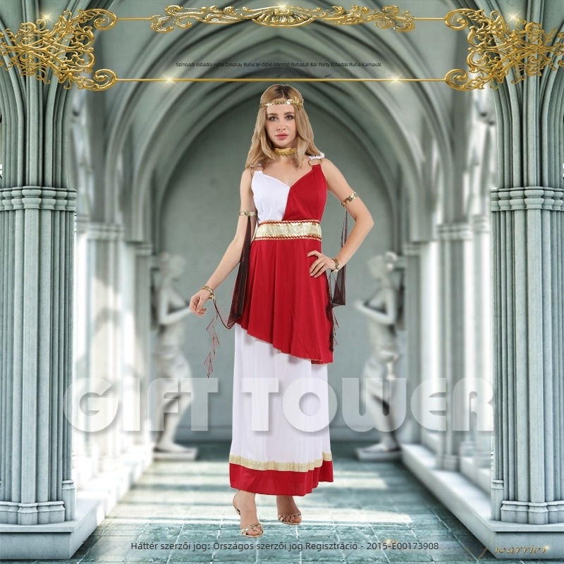 Színpadi előadásra szánt cosplay ruha, modell W-0256, istennő stílus, 100% poliészter anyag, sima szövet