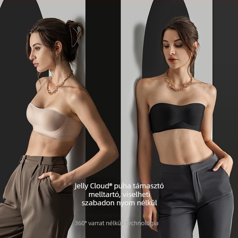 Váll nélküli melltartó 3D zselés támasztékkal, vezeték nélküli, varrat nélküli, anti-slip (3/4 kosár, vékony formázott kosár)