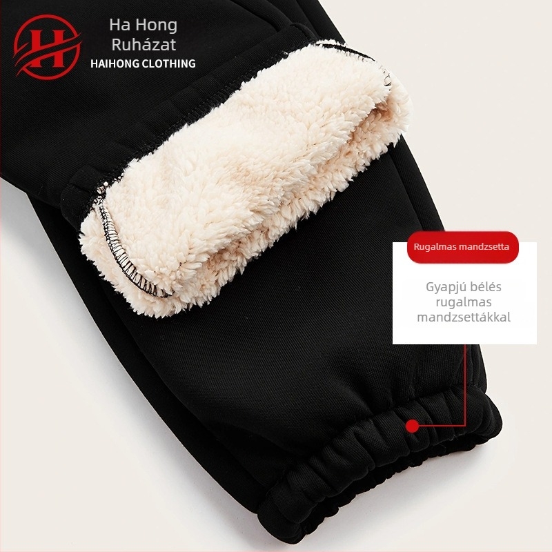 Őszi-téli fleece nadrág kasmír 95%+ és poliészter 95%+, középmagas derekú, extrán vastag, szűk fazon