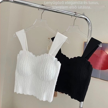 Nylon csipkés, váll nélküli top, bevarrt, 3/4 kosár, formázott kosár