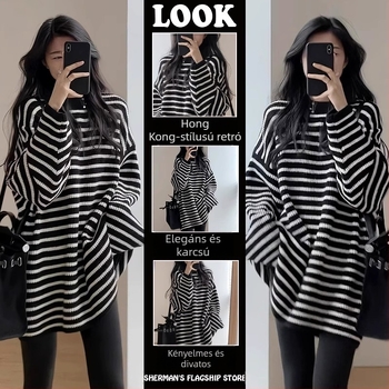 Kismama ruha csíkos mintával, környakú, 3/4-es ujjú, waffle szövet, 95% pamut + 5% elasztán, midi hossz