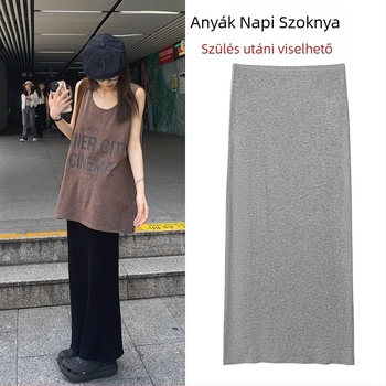 Kismama midi szoknya Lotus Leaf gallérral, Nine-Point ujj, akril anyag