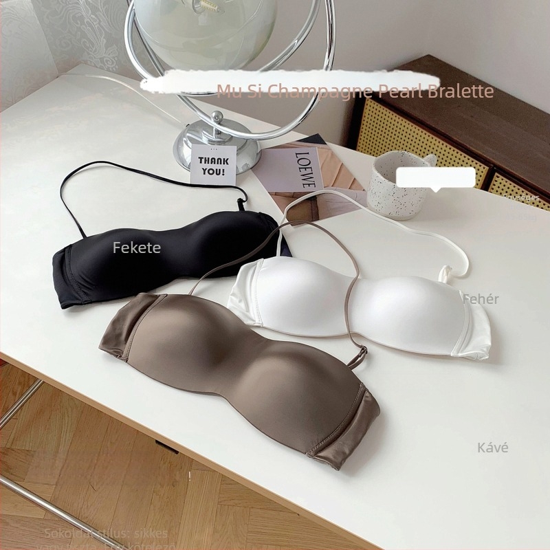 Szatén-nailon melltartó, levehető dupla vállpántokkal, teljes kosár, vékonyan formázott kosár, merevítő nélkül