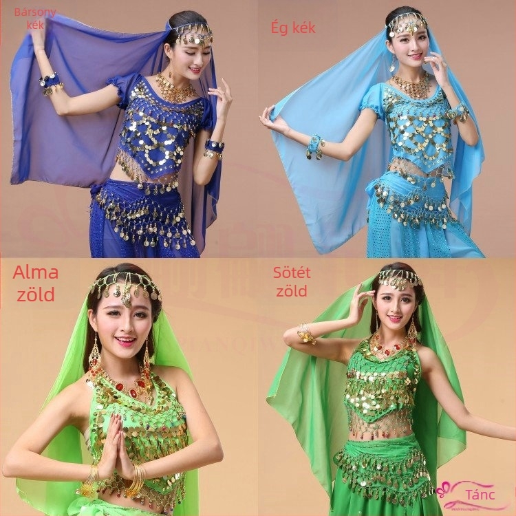 Hastánc fejfedő függő érme díszítéssel, chiffon kendő, poliészter anyag