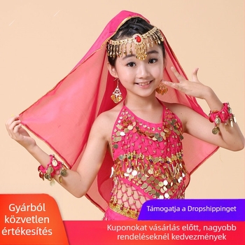 Fém hajdísz Belly Dance-hez fátyollal, elektroplatírozott felülettel, gyerekeknek, nemzeti stílus
