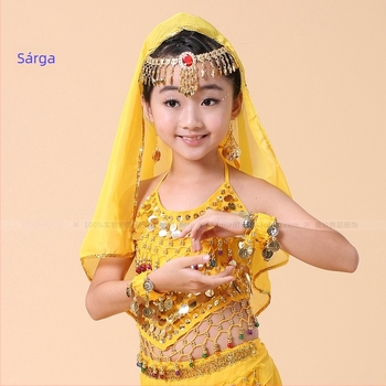 Fém hajdísz Belly Dance-hez fátyollal, elektroplatírozott felülettel, gyerekeknek, nemzeti stílus