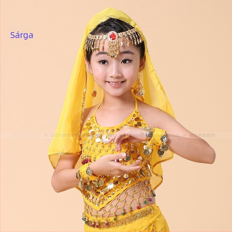 Fém hajdísz Belly Dance-hez fátyollal, elektroplatírozott felülettel, gyerekeknek, nemzeti stílus