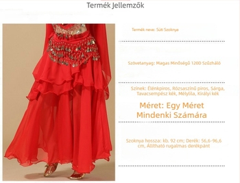 Hastánc jelmez — indiai stílus, tág szoknya, 120D chiffon, akril anyag, márka Yan Zi Dance Rhyme