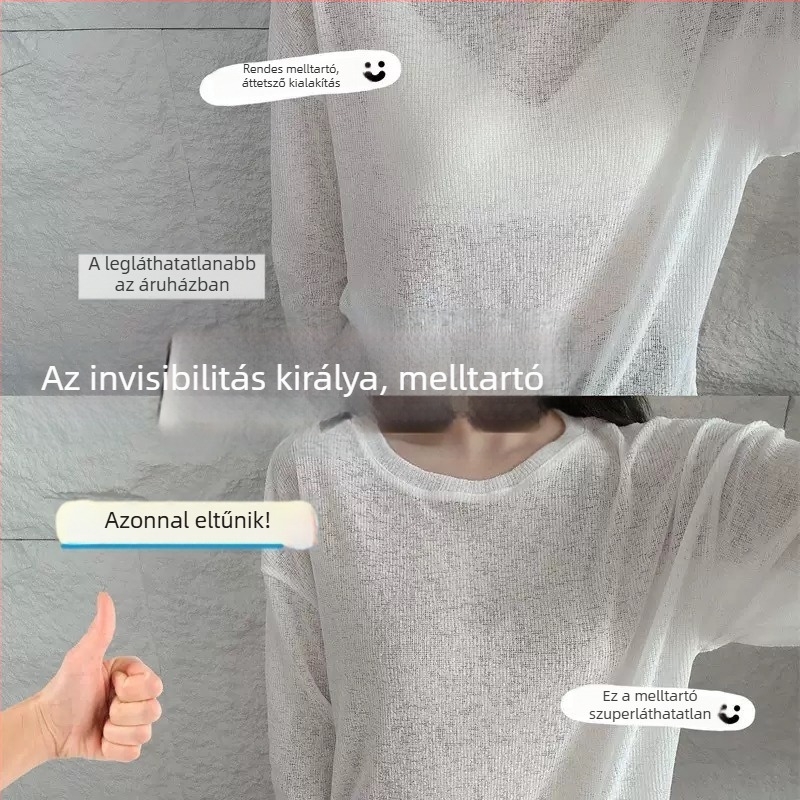 Láthatatlan pánt nélküli sportmelltartó, lélegző, hátsó formázó, 3/4 kosár, rögzített dupla pántok