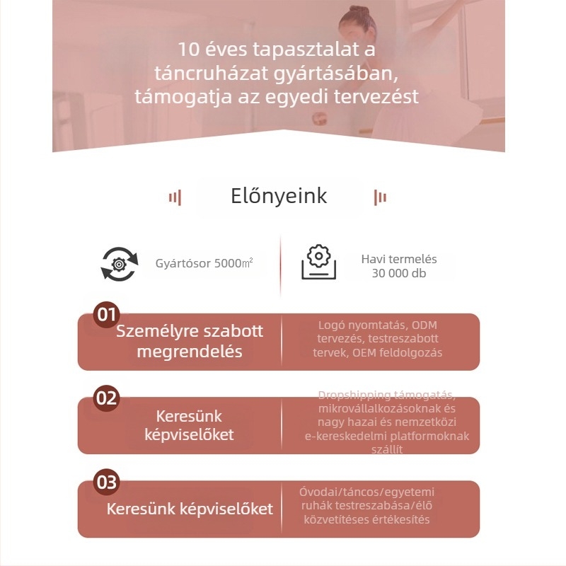 Lányoknak szóló balett próbaruha – 70% pamut, 3–8 éveseknek (100–140 cm)