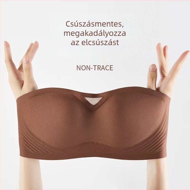 Pánt nélküli melltartó acélgyűrűk nélkül, csúszásmentes, láthatatlan, ideális egy vállra öltözött felsőhöz