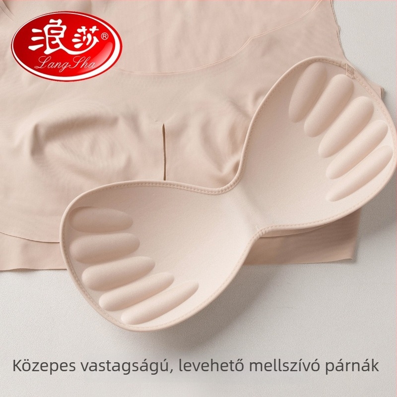 Langsha melltartó-vest, seamless, teljes kosár, vékony formázott kosár, 75% nylon alapanyag, 25% nylon bélés, rögzített dupla vállpántok