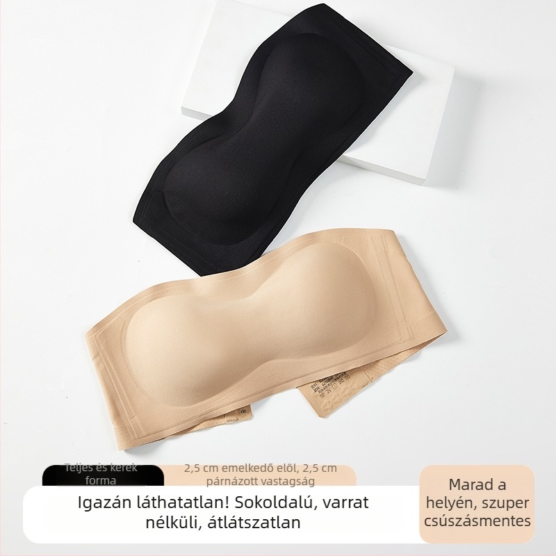Nylonból készült, pánt nélküli, hátsó rész nélküli alakformáló melltartó – 3/4 kosár, vékony formázott kosarak, csúszásmentes