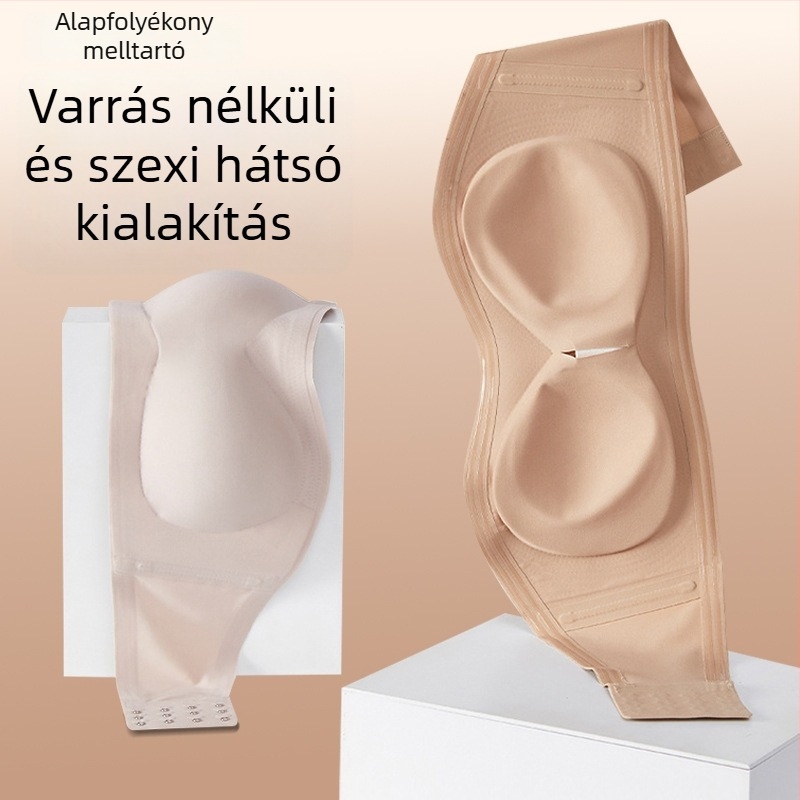 Nylonból készült, pánt nélküli, hátsó rész nélküli alakformáló melltartó – 3/4 kosár, vékony formázott kosarak, csúszásmentes