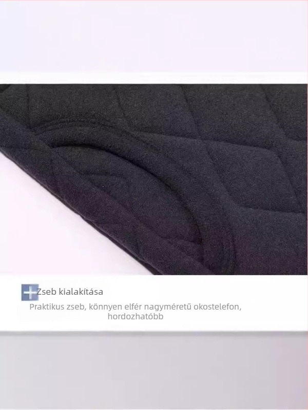 Férfi pamut mellény fleece béléssel, rövid fazon, vastag és meleg, plusz méretek