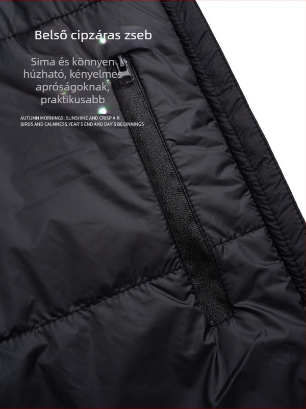 Plusz méretű férfi quilted mellény nylonból poliészter töltettel, téli 2025, egyszínű, hétköznapi, laza szabás