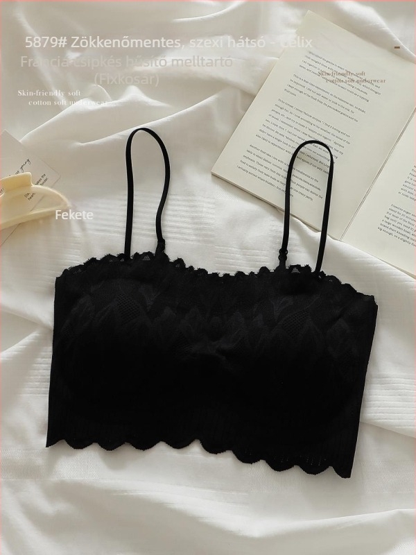 Chest wrap/tube top csipke és nylon anyagból, teljes kosár, formázott kosár – felső vékony és alsó vastag rész, elegáns hátsó design