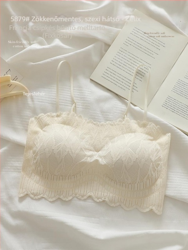 Chest wrap/tube top csipke és nylon anyagból, teljes kosár, formázott kosár – felső vékony és alsó vastag rész, elegáns hátsó design