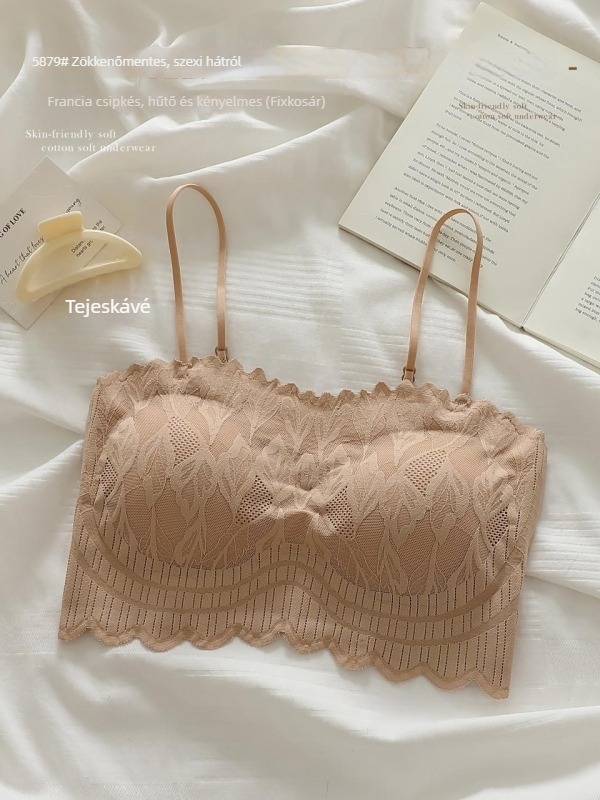 Chest wrap/tube top csipke és nylon anyagból, teljes kosár, formázott kosár – felső vékony és alsó vastag rész, elegáns hátsó design