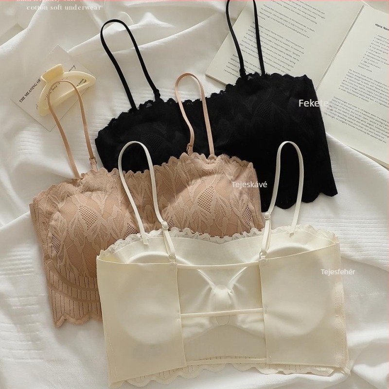 Chest wrap/tube top csipke és nylon anyagból, teljes kosár, formázott kosár – felső vékony és alsó vastag rész, elegáns hátsó design