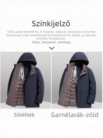 Férfi kapucnis tollkabát téli időszakra, fehér kacsa tollal töltve, 550 töltési teljesítmény, töltet 50–75 g, külső anyag nylon/spandex
