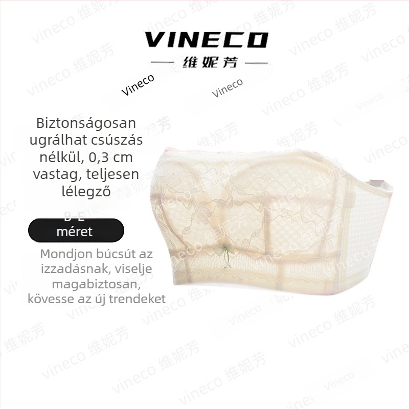 Pánt nélküli bandeau melltartó párnázott, teljes kosár, nejlon, ultra vékony formázott kosár, légáteresztő, csúszásmentes