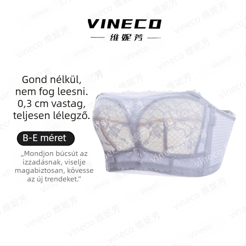 Pánt nélküli bandeau melltartó párnázott, teljes kosár, nejlon, ultra vékony formázott kosár, légáteresztő, csúszásmentes