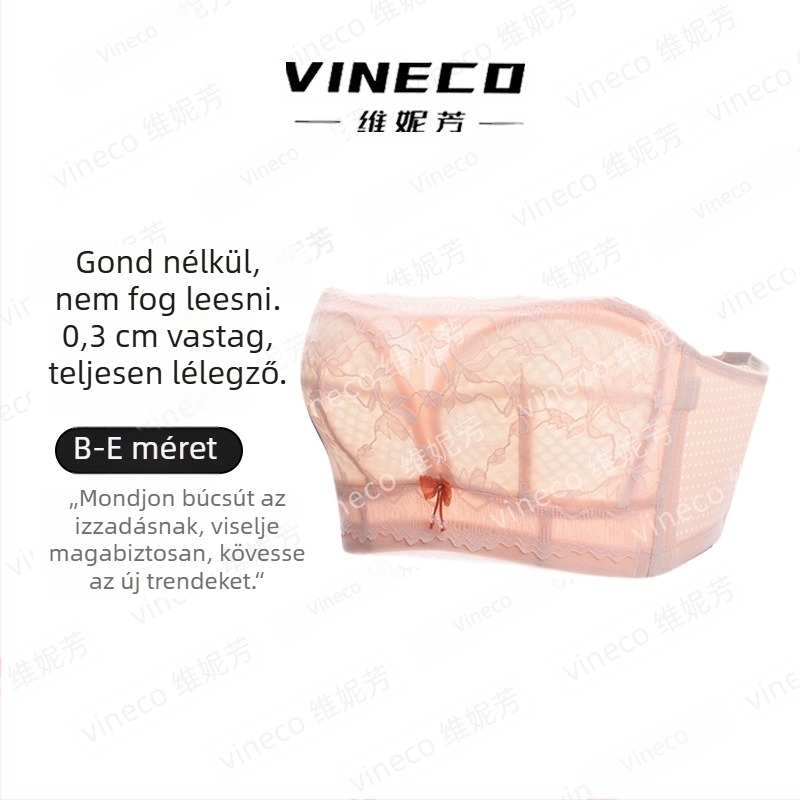 Pánt nélküli bandeau melltartó párnázott, teljes kosár, nejlon, ultra vékony formázott kosár, légáteresztő, csúszásmentes