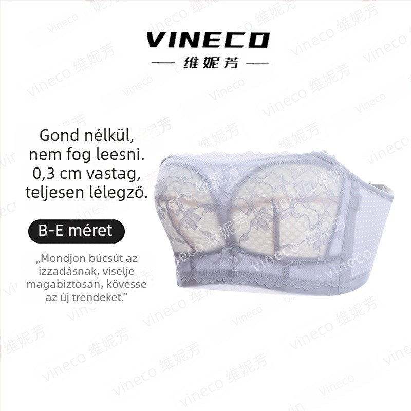 Pánt nélküli bandeau melltartó párnázott, teljes kosár, nejlon, ultra vékony formázott kosár, légáteresztő, csúszásmentes