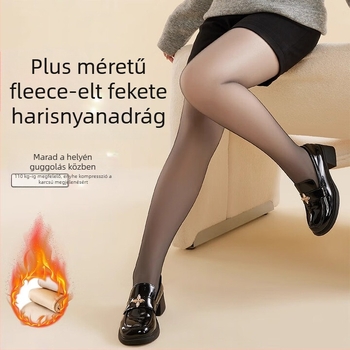 Plusz méretű női átlátszó leggings fleece-béléssel