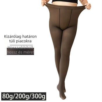 Plusz méretű női átlátszó leggings fleece-béléssel