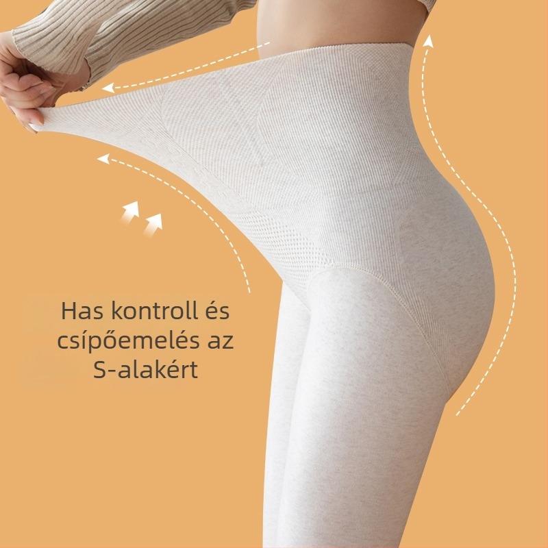 Női harisnyanadrág pamut-poliészter keverék, fleece belsővel, vastag, magas derekú, nagy rugalmasság