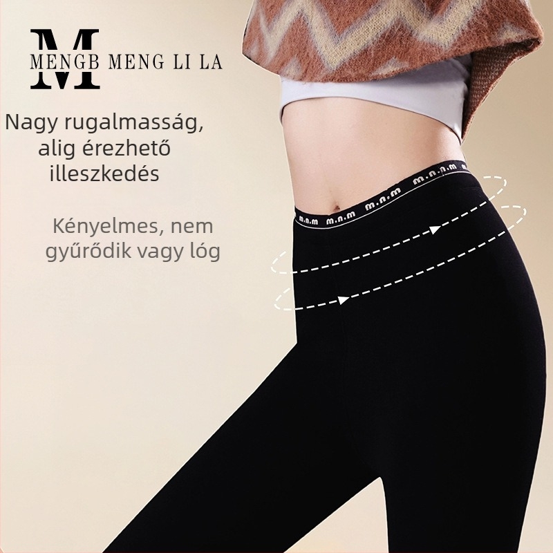 Női leggings 2025 őszi-téli: magas rugalmasság, deréknál betűs mintázat, velúr bélés, varrat nélküli, hasformáló