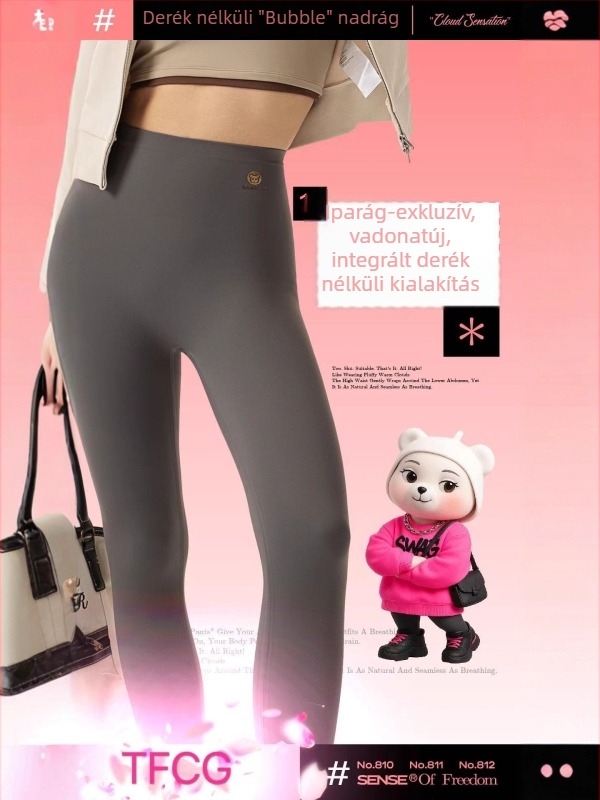 Őszi-téli varrat nélküli magas derékú ballonos szabású leggings, felhő-szerű fleece bélés, Barbie-stílusú jóga nadrág