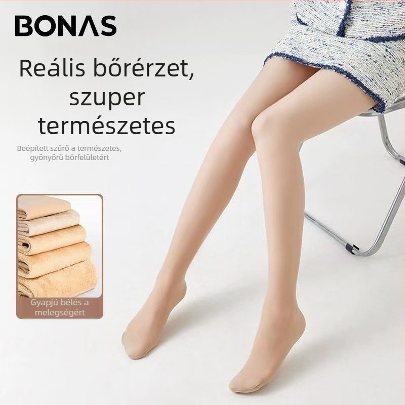 Baonasi női őszi-téli harisnyák, természetes bőrhatású érzet, fleece bélés, velúr leggings