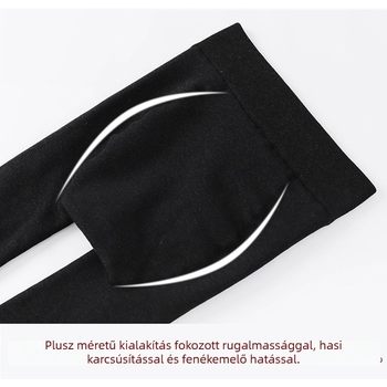 Női plusz méretű leggings hideg időkre, magas derekú, fleece béléssel, vastag és meleg