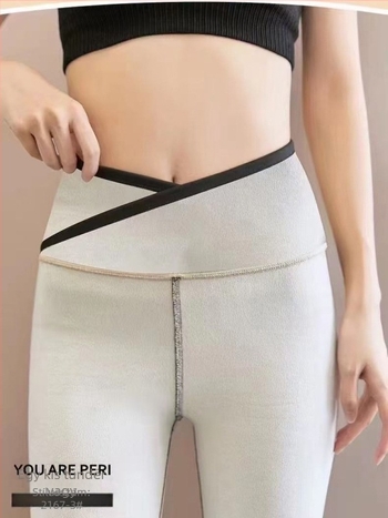 Őszi–téli matt magas derekú tejes velúr Lycra pamut leggings, fleece-bélelt meleg nadrág nőknek 2167-3