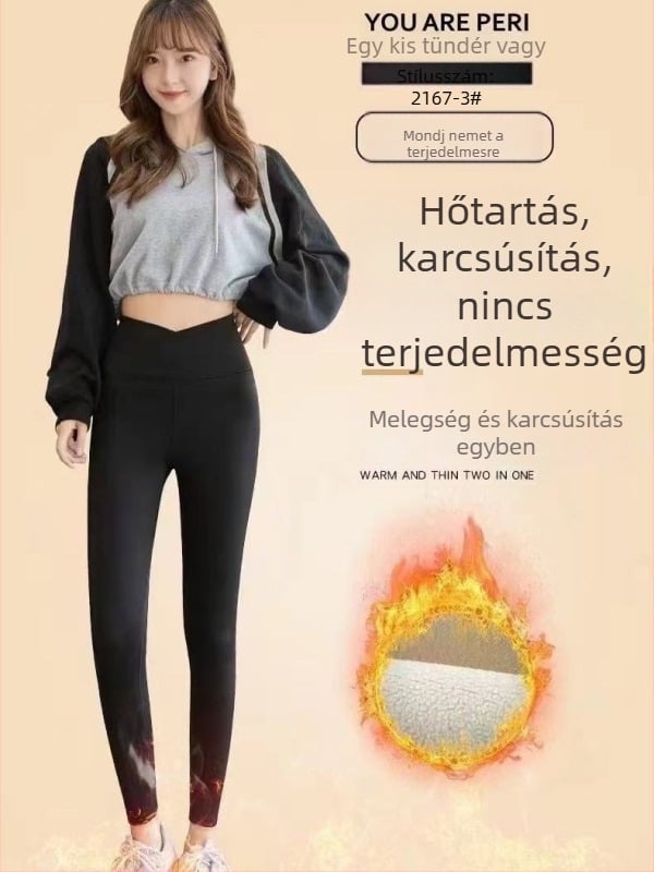 Őszi–téli matt magas derekú tejes velúr Lycra pamut leggings, fleece-bélelt meleg nadrág nőknek 2167-3