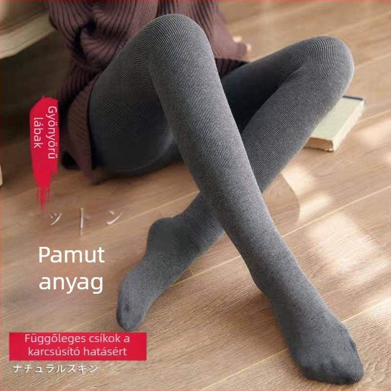 Pamut bordázott derekat szorító leggings őszi–téli szezonra, karcsúsító és meleg kompressziós harisnyanadrág