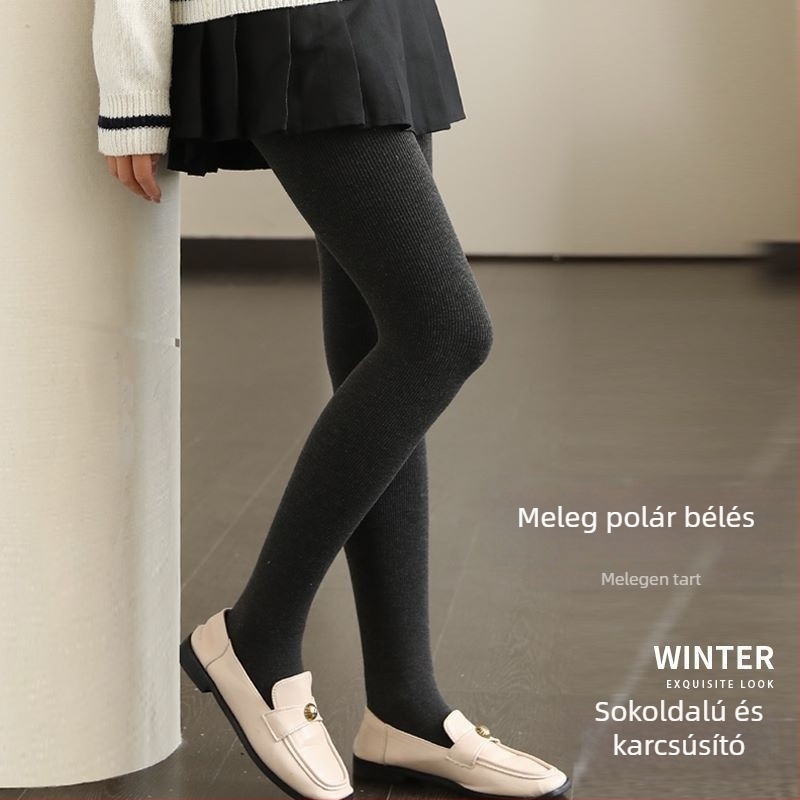 Pamut bordázott derekat szorító leggings őszi–téli szezonra, karcsúsító és meleg kompressziós harisnyanadrág
