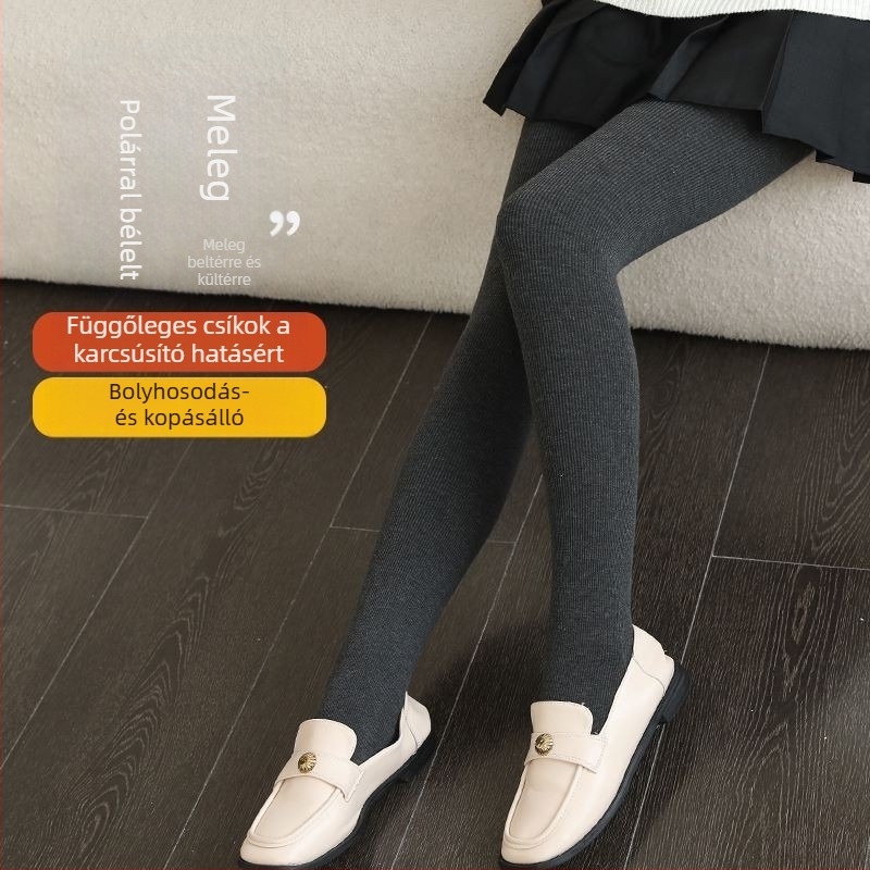 Pamut bordázott derekat szorító leggings őszi–téli szezonra, karcsúsító és meleg kompressziós harisnyanadrág