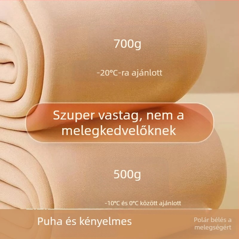 700 g rendkívül vastag fleece-béléssel ellátott leggings és harisnya ősz-télre, plusz méret, bőrszín.