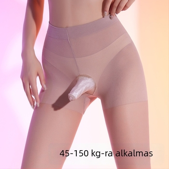 Plusz méretű férfi nyitott ágyékkal, varrat nélküli harisnyanadrág, fekete, szexi, ultra vékony, átlátszó, nyárra