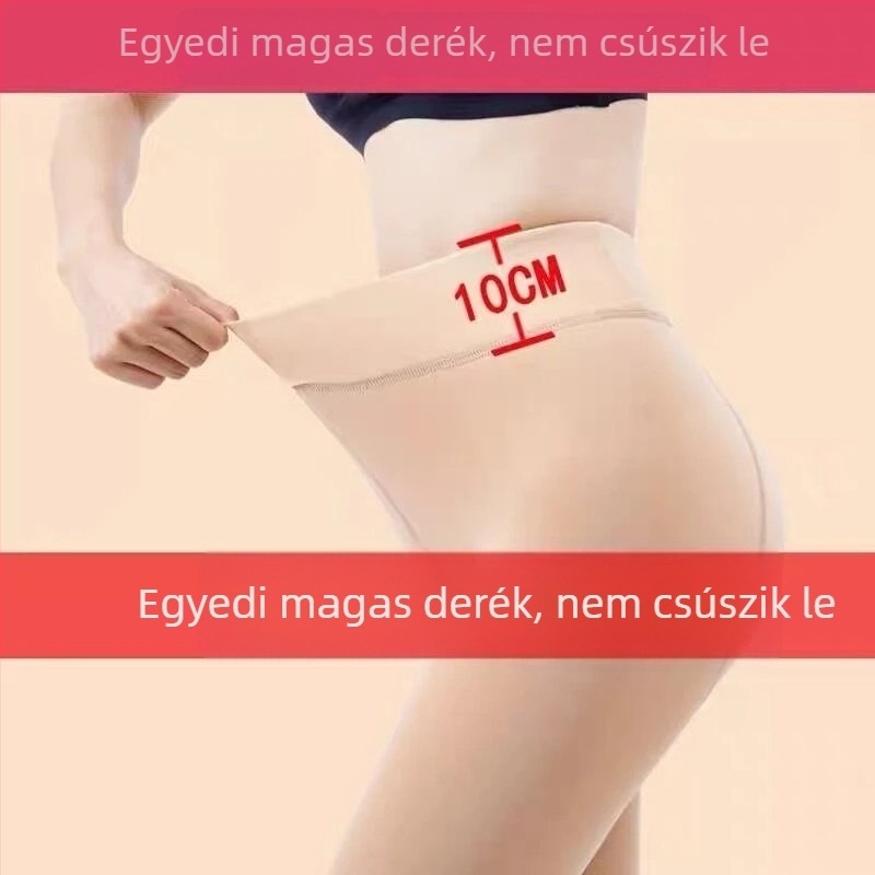 Női plusz méretű harisnya fleece-beléssel – ultra vastag, meleg, nude szín