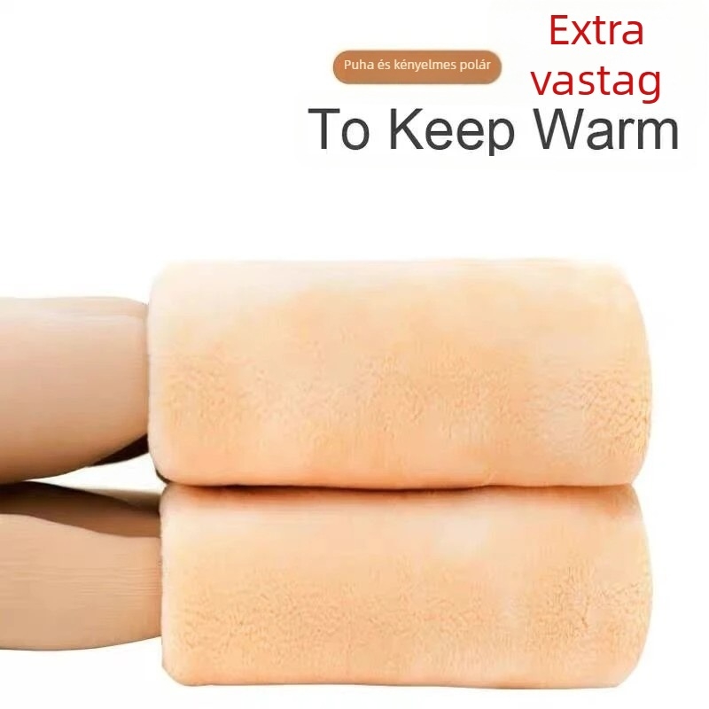 Női plusz méretű harisnya fleece-beléssel – ultra vastag, meleg, nude szín