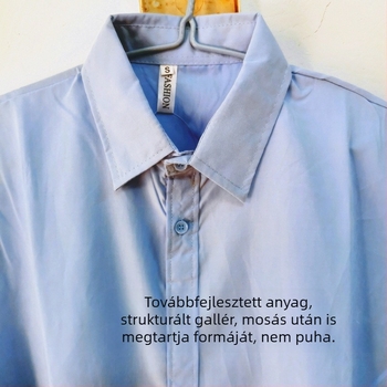 Kék női plusz méretű hosszú ing, laza szabás, hosszú ujjú, külső ruházatként viselhető tavasz–őszre