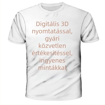 3D nyomtatott mintaing, lélegző poliészter anyag, rövid ujjú, lazább szabás