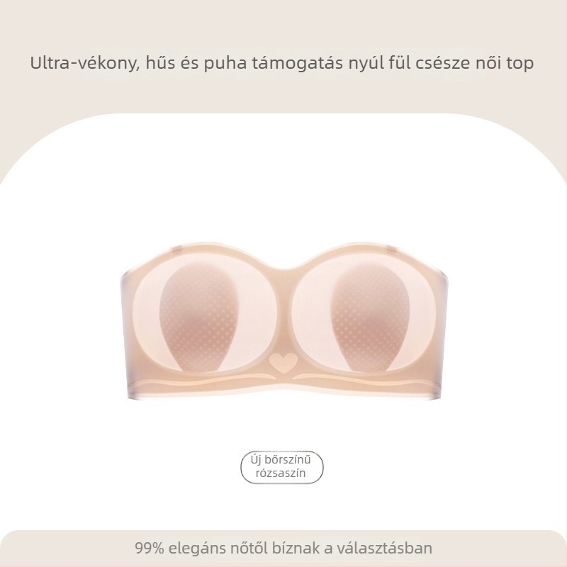 Nylonból készült váll nélküli melltartó, nyúlfülű kosarakkal, vékony formázott kosarak, levehető dupla vállpántok