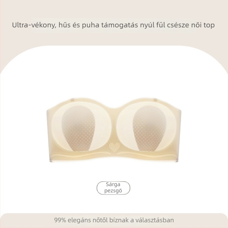 Nylonból készült váll nélküli melltartó, nyúlfülű kosarakkal, vékony formázott kosarak, levehető dupla vállpántok